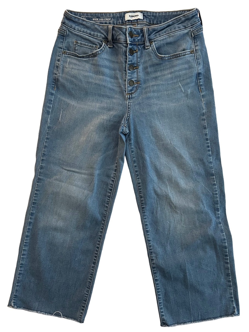 Sonoma High-Rise Cropped Wide-Leg Jeans in Blue Wash